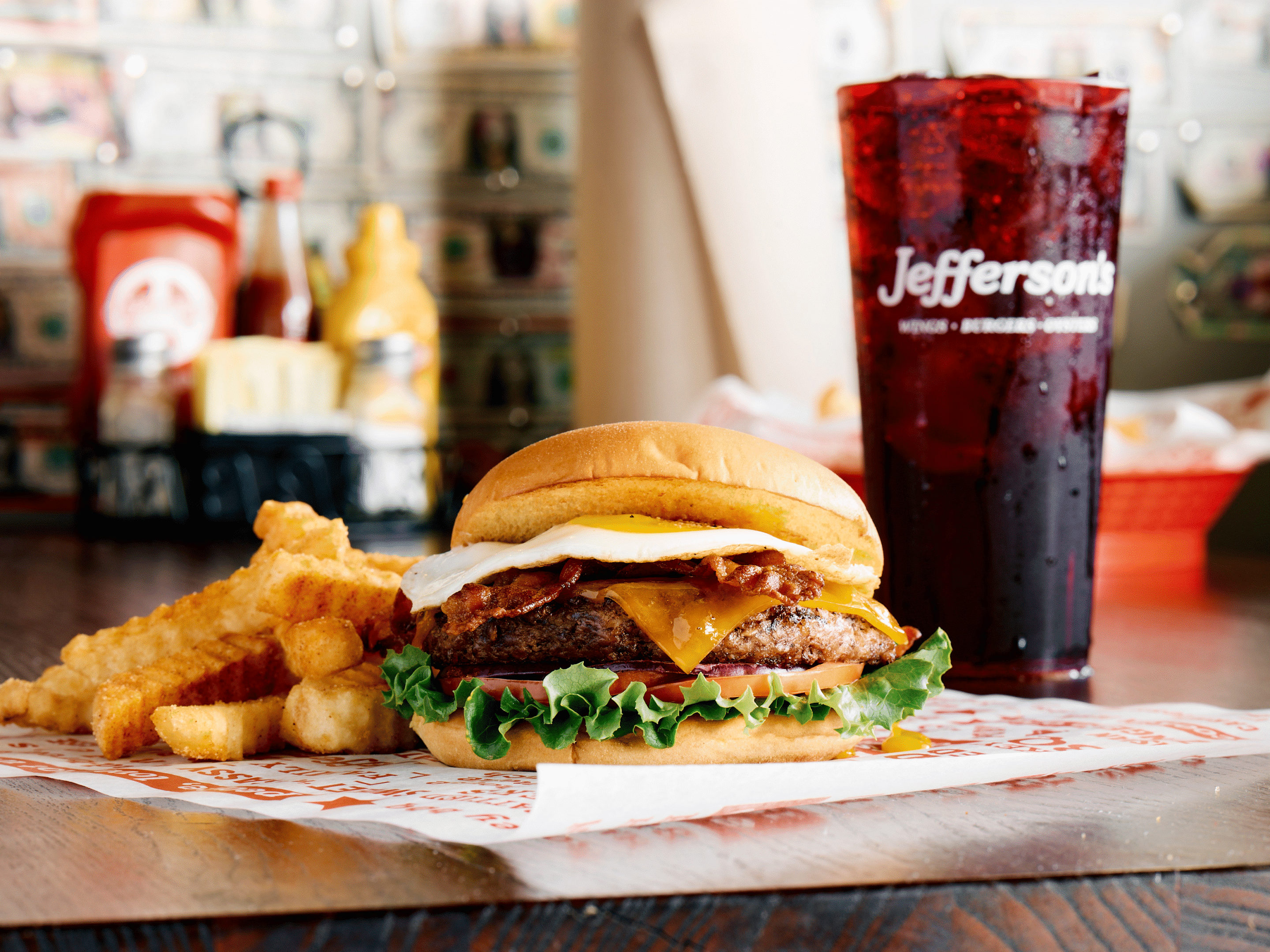 Jefferson's Brunch Burger with Fries and Drink